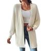 Women Casual Long Sleeve V Neck Solid Open Front Faux Mink Knit Cardigan Sweater Outerwear