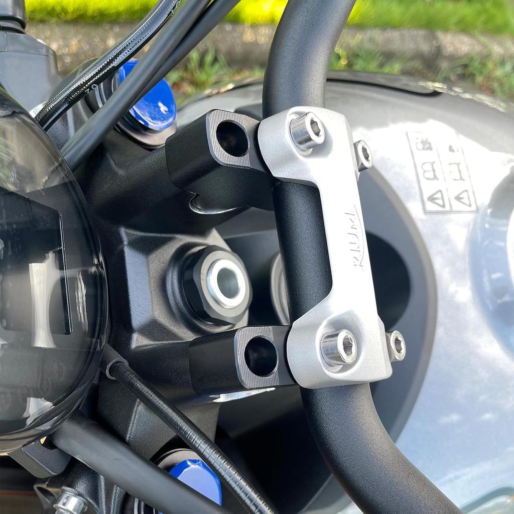 Motorcycle Handlebar Setback Spacers for Triumph Trident 660, 20mm Rear Offset, 28mm Height Increase (Black)