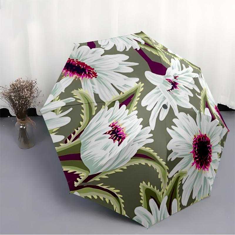 1pc Floral Pattern Automatic Opening/Closing Umbrella with Operation & Windproof Canopy - Folding Design, Holiday Gift Yy260225165