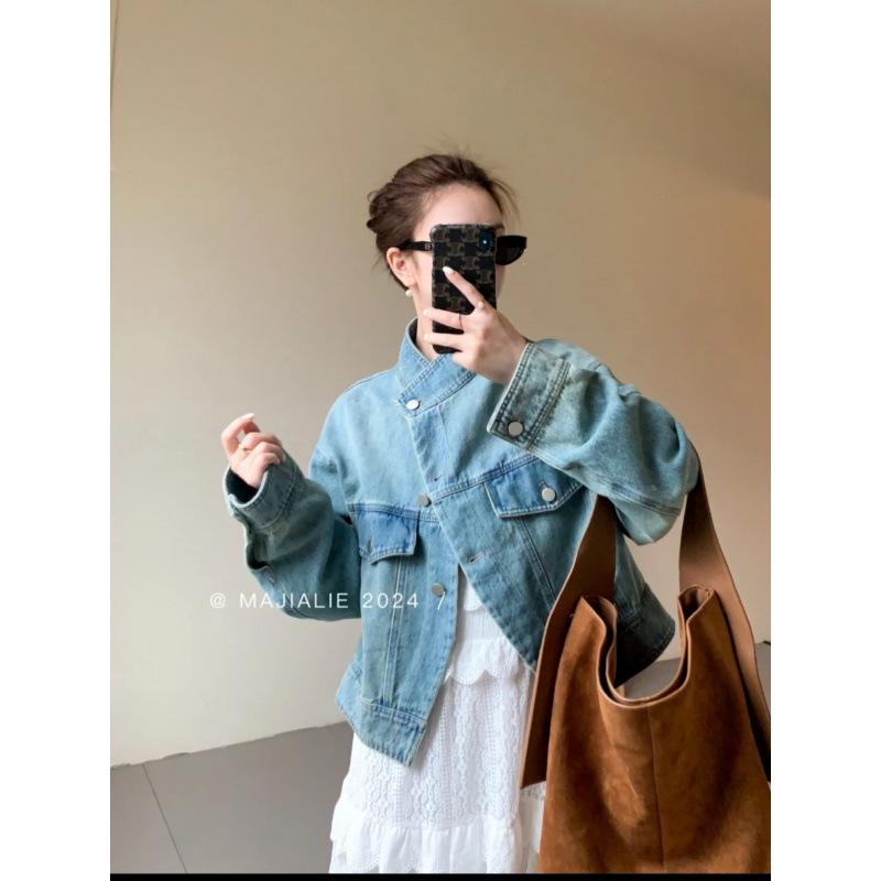Women's Versatile Denim Short Jacket for Early Autumn