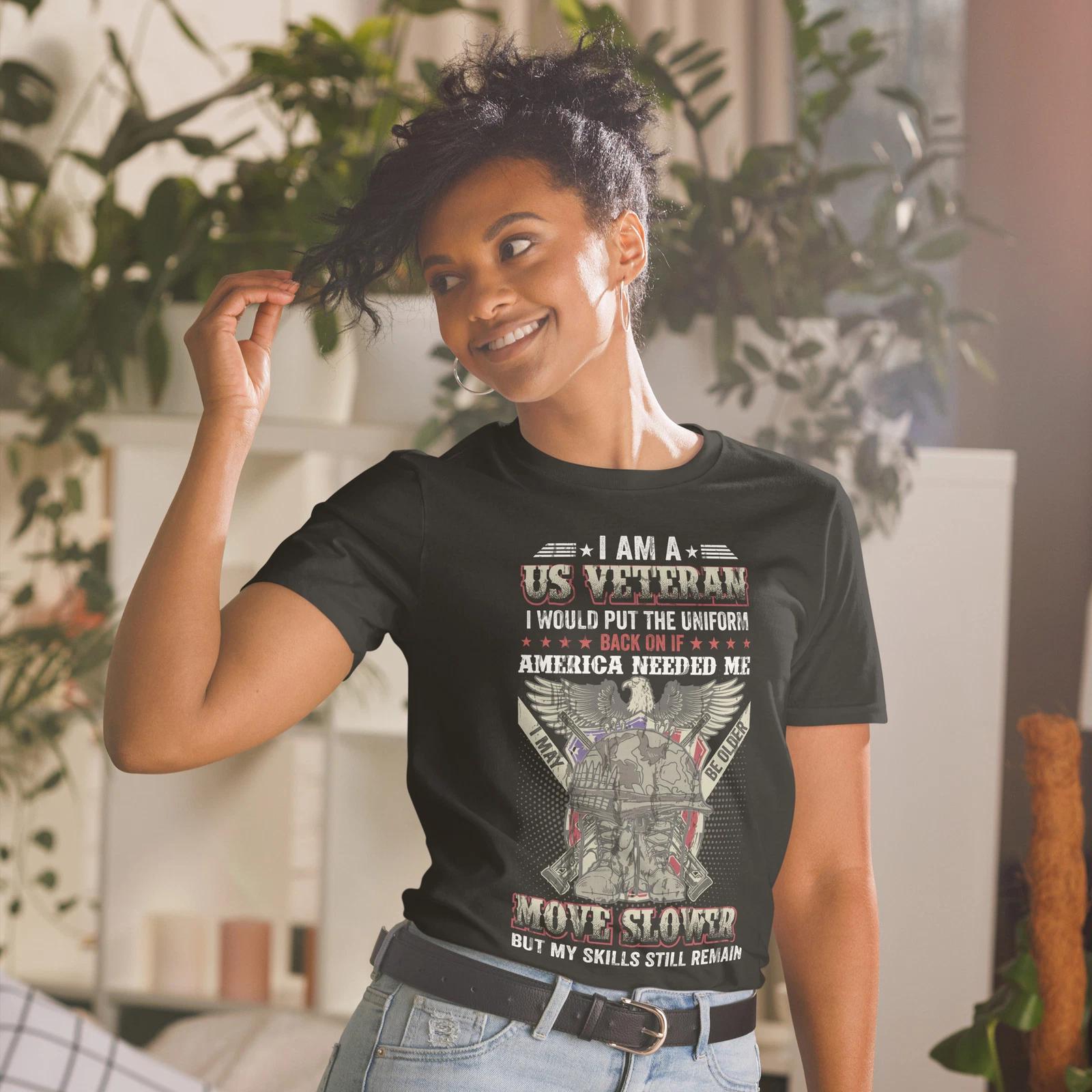 Soldier Honor Duty America I AM A US Veteran T-Shirt M