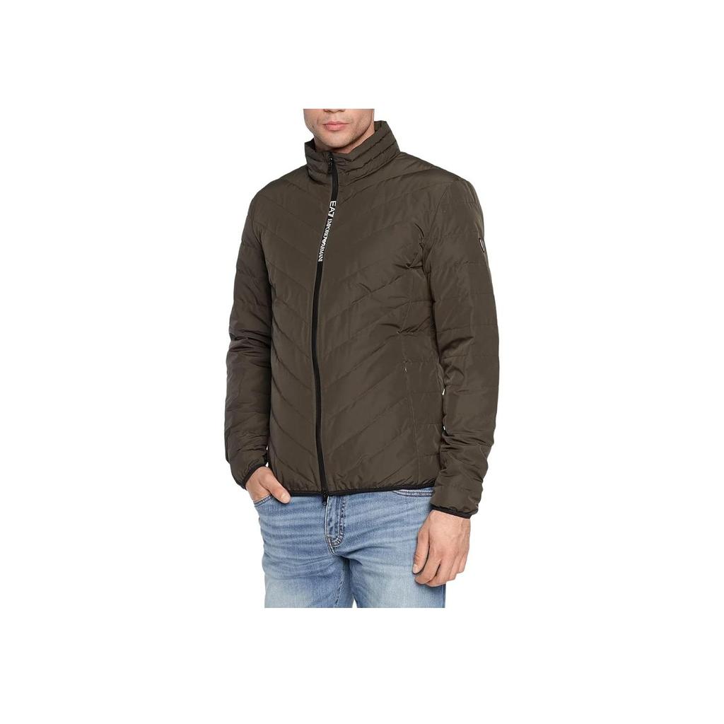 Emporio Armani EA7 Stand Collar Logo Long Sleeve Down Jacket Men Outerwear Brown 8NPB06-PNE1Z-1866