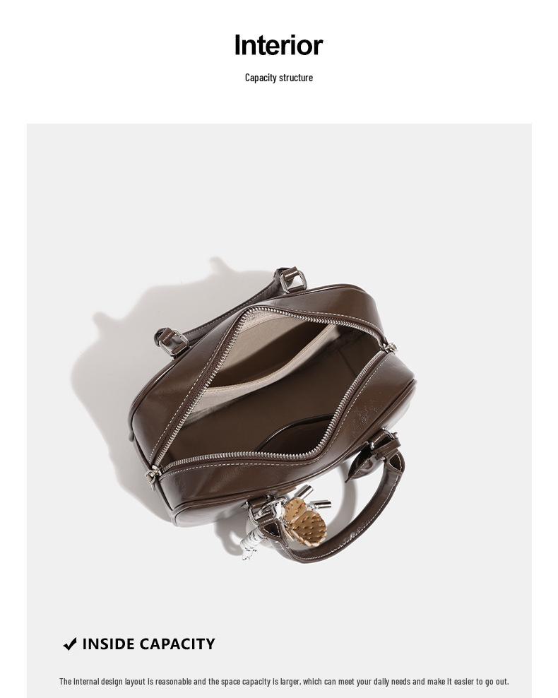 Niche Beta Women's Retro Bowling Bag Collection - 2024 Autumn/Winter Boston Shoulder Crossbody Handbag