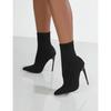 Women Boots Short High Heels Shoes for Women Autumn Winter Botas Mujer Knitted Ankle Boots Black Sock Women Heels Boots Female