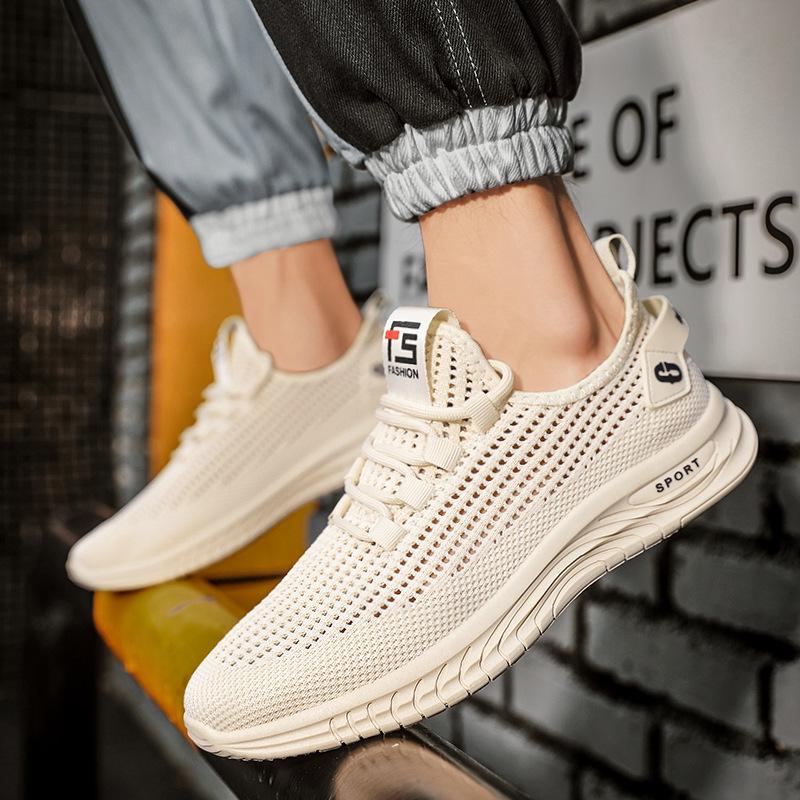 Plasă de vară, respirabilă și rezistentă la mirosuri, cu plasă țesută cu muscă, scobită, pentru alergare, talpă moale, pantofi sport ușori