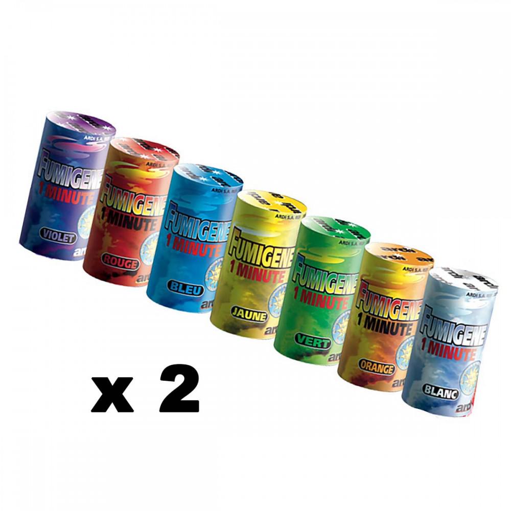 Lot de 2 Pots Fumigènes a mèche - 1 minute fumée intense - Couleurs aléatoire