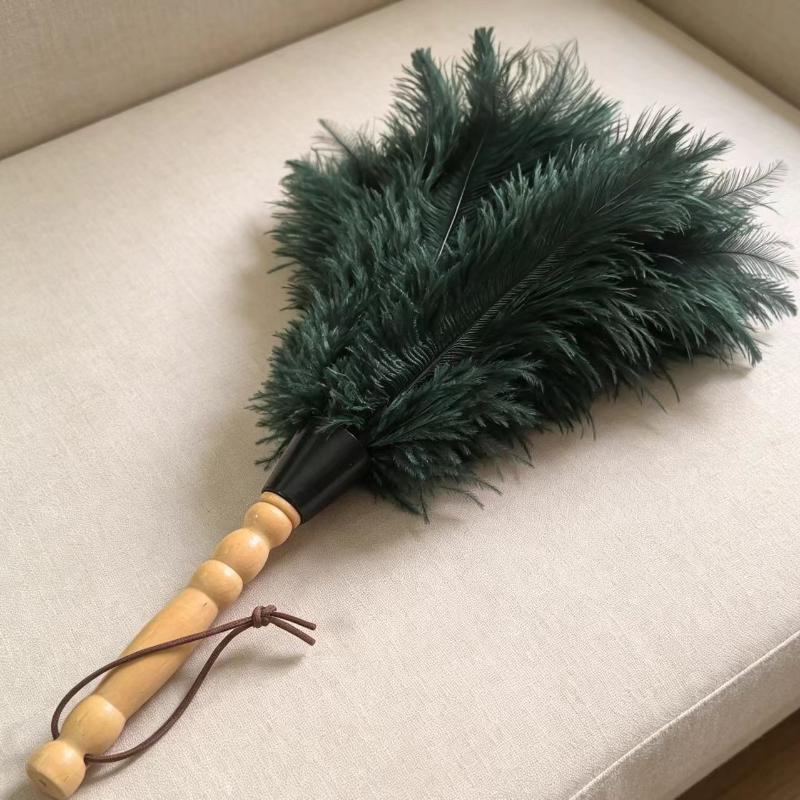 Feather Duster Wooden Handle Duster Anti-Static Dust Removal Dusters Ostrich Duster Feather Fur Brush For Home Cleaning Tools