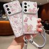 Floral Pattern Leather Lanyard Case For Samsung S26 S25 Ultra S24 S23 S22 Plus S21 FE A16 A17 A26 A36 A37 A54 A55 A56 A57 5G Cover