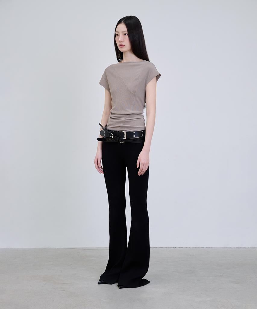 Deoaeteus Slit Bootcut Knit Leggings_Black