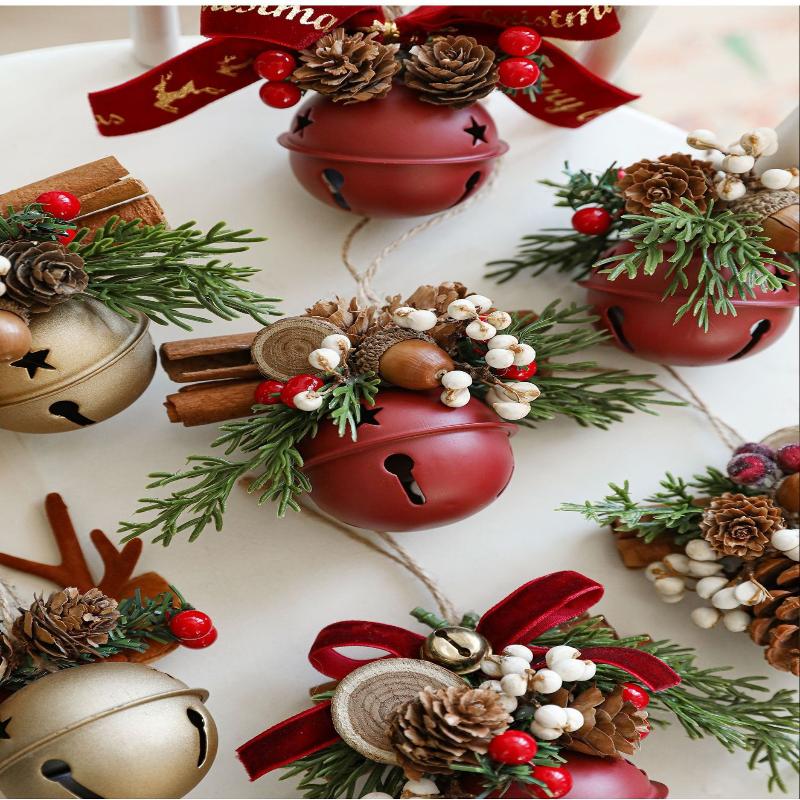 Noel Çanı Boynuzlar Fiyonk Kozalak Çan Karışık Kolye Noel Ağacı Vitrin Araba Asma Süsü