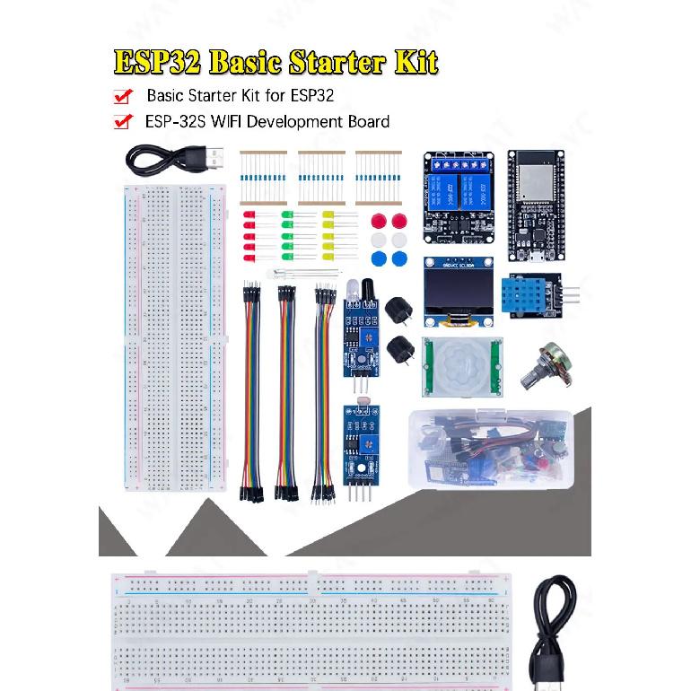 DIY Starter Kit for ESP32 ESP-32S WIFI with Storage Box Learning Basic Starter Kit 0.96 Inch Oled Pir Motion Sensor