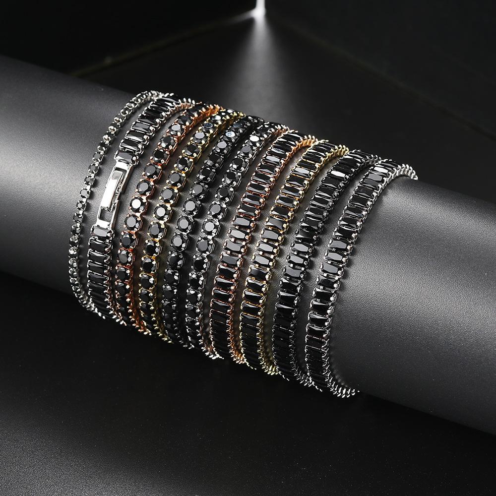 Black Crystal Tennis Bracelet For Women Steampunk Adjustable Silver Color Chain On The Hand Friends Gift Hippie Jewelry Dzh051