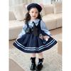 Judy Girls' Dress Spring Autumn Long Sleeves Lapel Cartoon Dresses Children's Casual Rabbit Officer Princess Dress