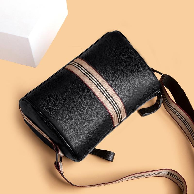 Leather women's bags new trendy fashion simple large capacity shoulder messenger bag first layer cowhide pillow bag