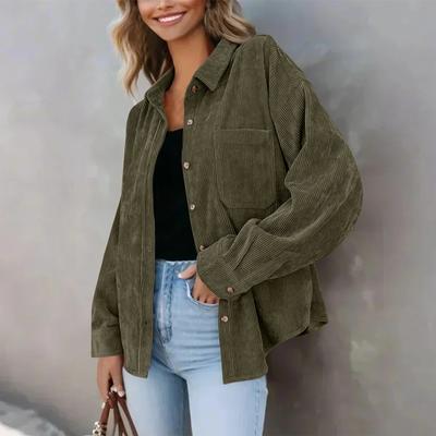 Casaco feminino casual cor sólida lapela botão solto plus size