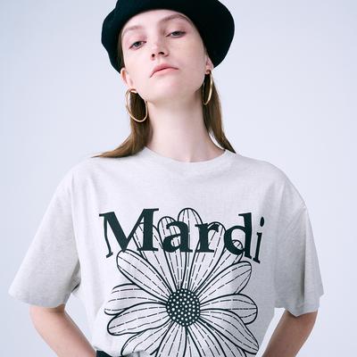 [Mardi Mercredi] Flower Mardi T-Shirt Oatmeal Black