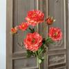 New 6 Heads Peony Artificial Flower with Buds Silk Fake Flower Long-branch Decorative Artificial Faux Plants Wedding Decoration