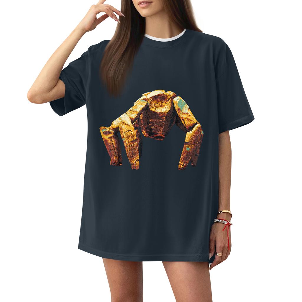 Women's Casual Printed T-Shirt Round Neck Pullover Short Sleeve Top