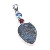 Natural Titanium Druzy,Garnet Gemstone 925 Solid Sterling Silver Pendant 2" u6A71
