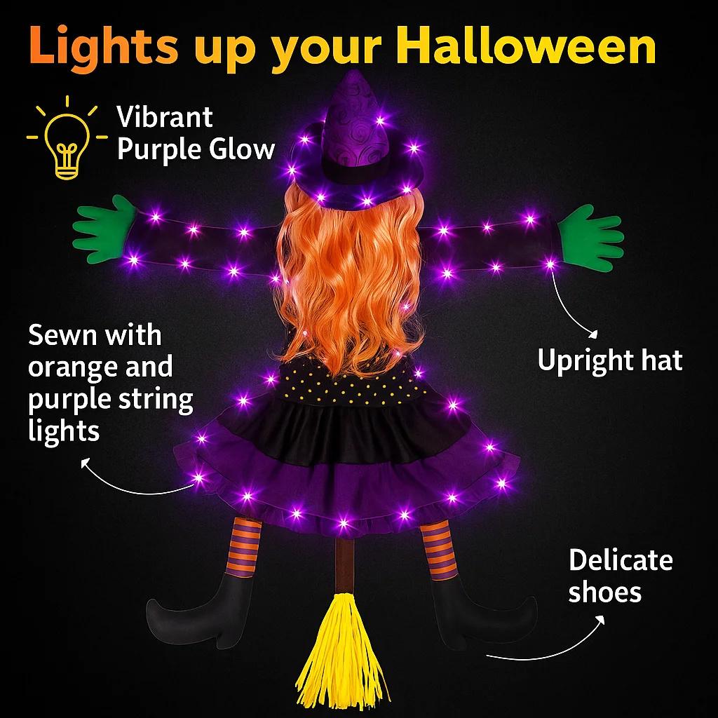 Crashing Witch Into Tree Large Halloween Decoration Flying Witch Crashing Halloween Decor Hanging Witch Decor Outdoor Ornaments