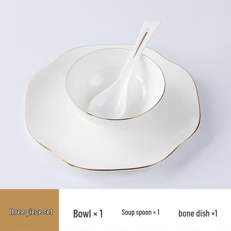 Elegant Chinese Gold Rim Ceramic Tableware Set