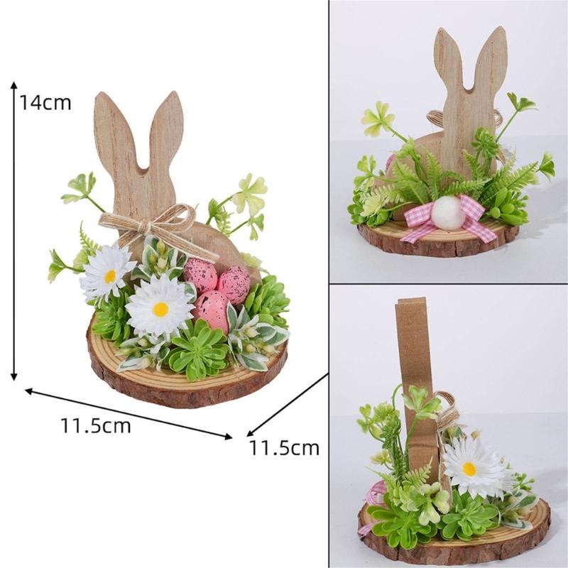 Easter Eggs Rabbit Decorations Wood Plastic Indoor Outdoo Family Activity Supplies Desktop Ornament