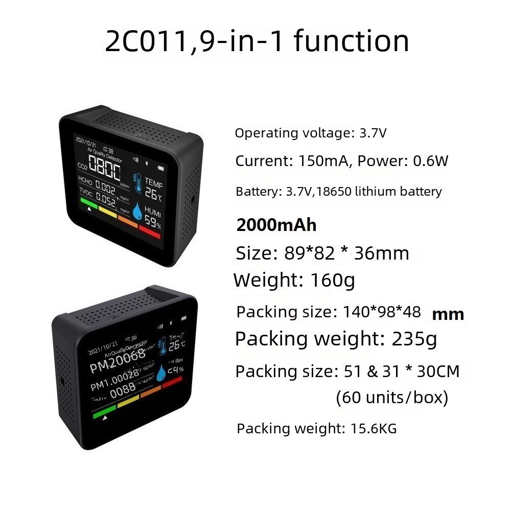 9-in-1 Bluetooth CO2 Detector for Household Air Quality Control