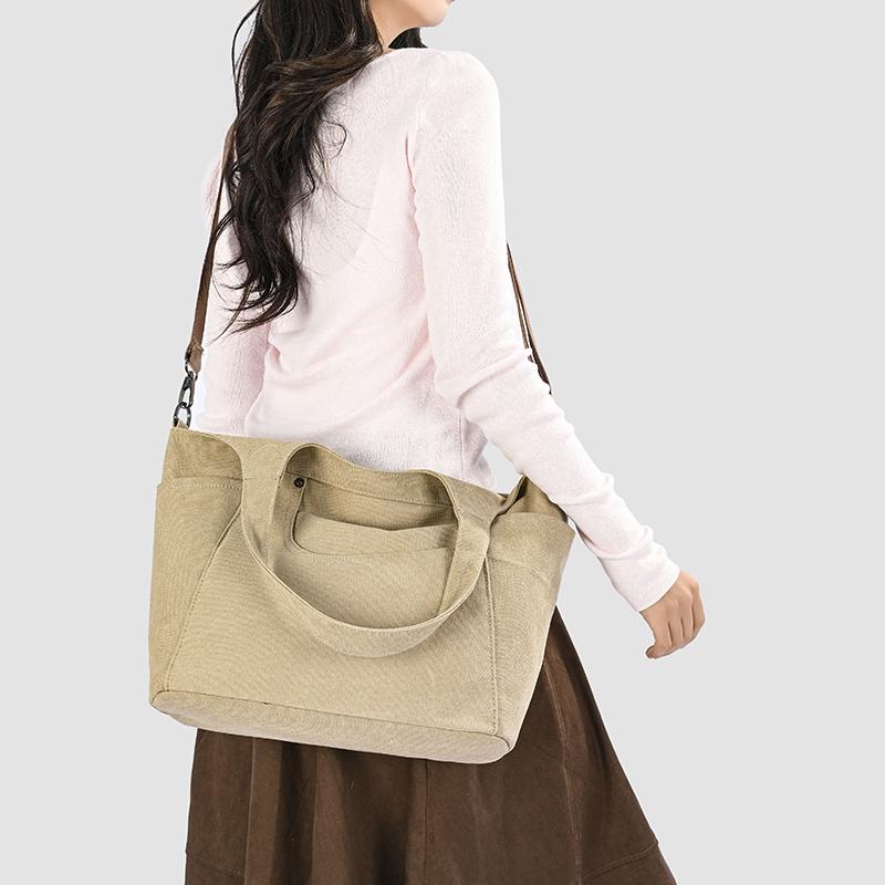 Geantă Canvas Vintage Geantă de Umăr cu Capacitate Mare Geantă Tote pentru Femei