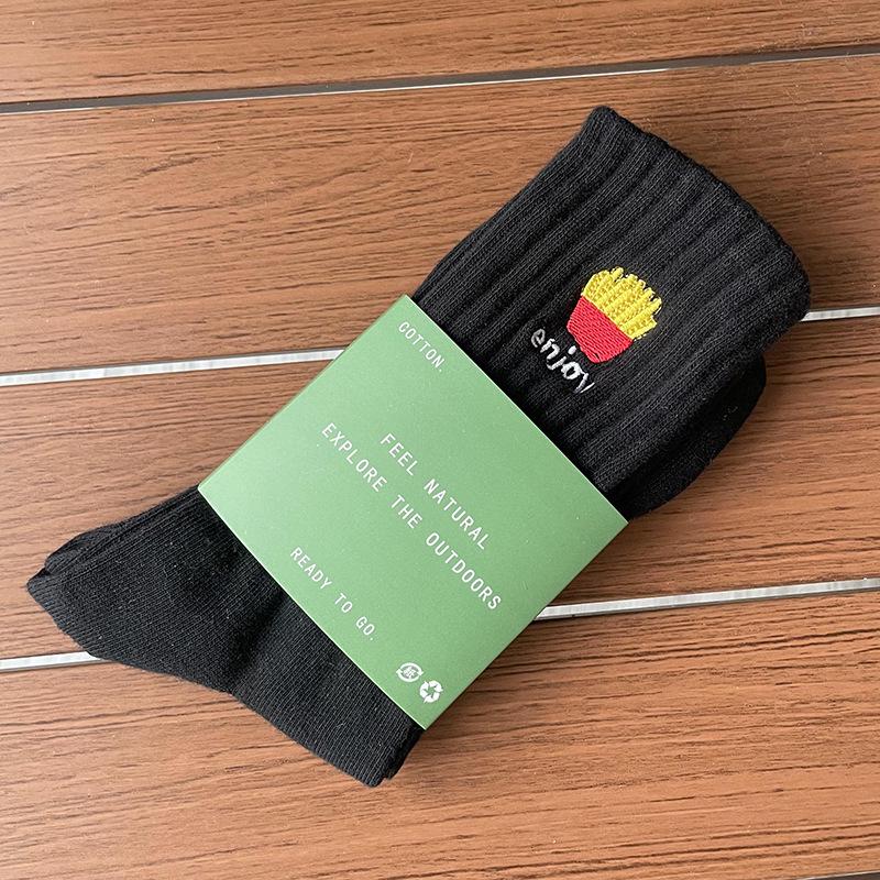 High-Top Trendy Unisex Socks: Angel Embroidery Mid-Calf Style for Men, Women, and Teens