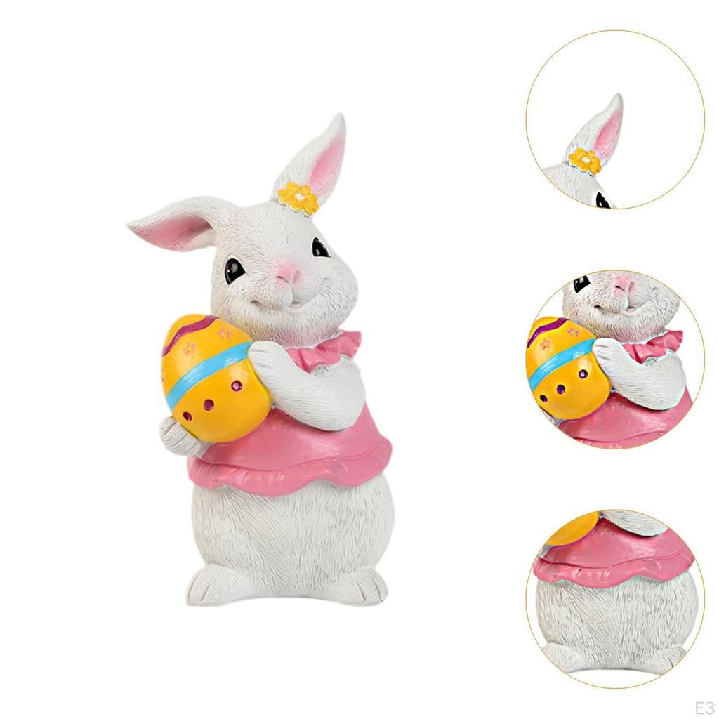 Bunny Figurine for Easter, Rabbit Sculpture Tabletop Decoration