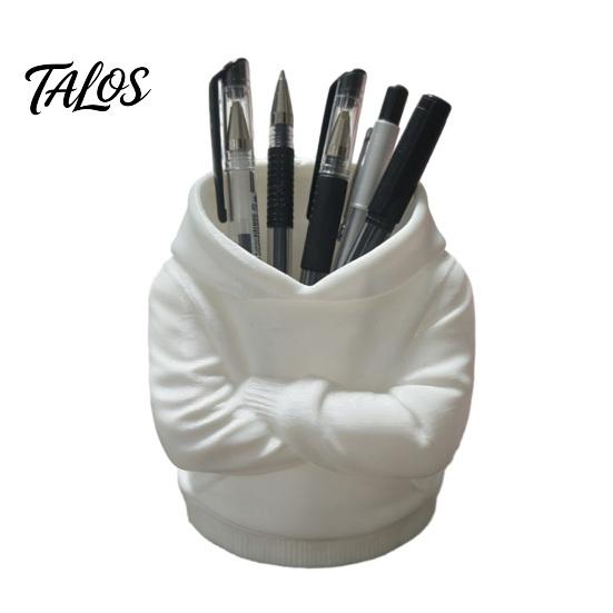 Artistic Stationery Storage Container 3D Printed Crossed Arms Hoodie Pen Holder, Large Capacity Desktop Organizer, Solid Decorative Holder for Office