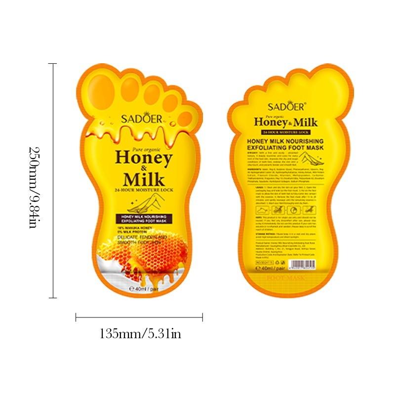 Honey Milk Nourishing Exfoliating Foot Mask Moisturizing Foot Care Mask Softening Repair Foot Treatment 40ml