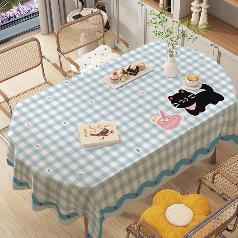Cartoon Tablecloth Waterproof And Oil-Proof Leave-In Cream Tablecloth Dining Table Cloth Pvc Coffee Table Cloth Kindergarten Plaid Chair