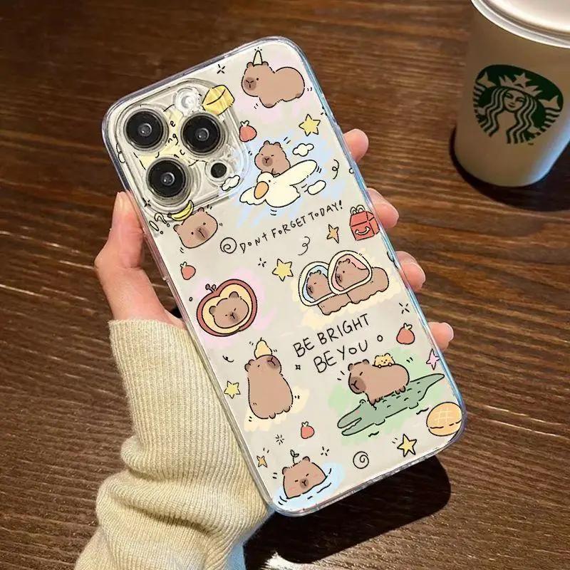 Cute Capybara Pattern Case for Samusng Galaxy S25 S24 S23 S22 S21 Ultra Plus S24FE S25Plus A55 A54 A35 A24 A34 A52 A53 5G Cover