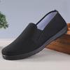 Men's Old Beijing Cloth Shoes - Soft Sole Street Shoes for Middle-Aged and Elderly, Black Slip-On