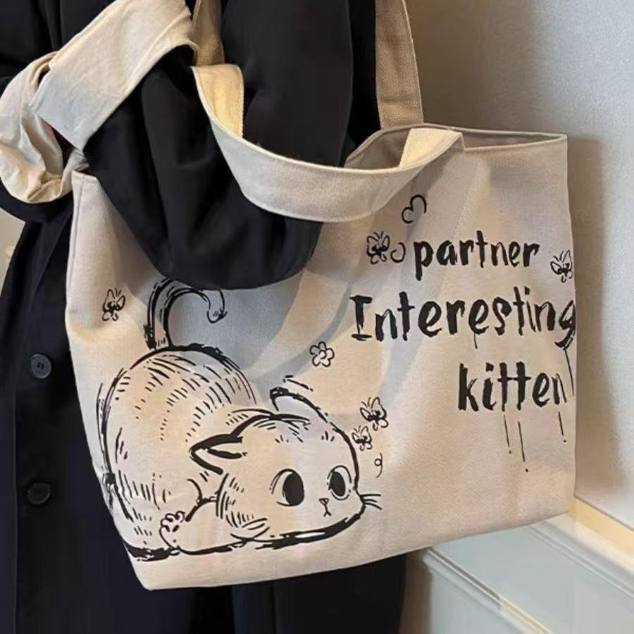 Trendy 2025 Large Canvas Tote Bag for Women - Versatile Commute or Shopping Shoulder Bag