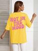 Not In The Mood Pink Letter Print T-Shirts Women Summer Cotton Clothing O-Neck Oversized Short Sleeve Breathable Casual Tshirt