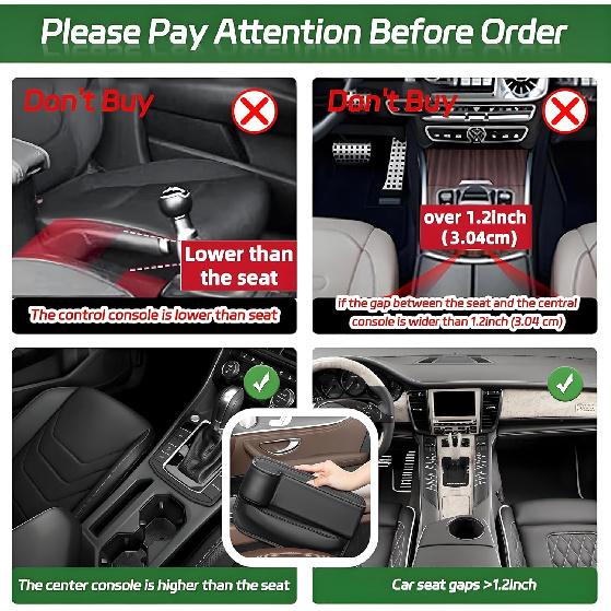 Premium Leather 2 PC Car Seat Gap Filler Organizer, Multifunctional Car Seat Organizer With Cup Holder For Drink,Car Leather Cup Holder Gap Bag Front