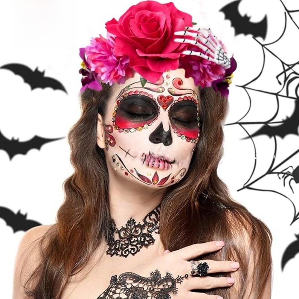 Plastic Rose Flower Crown Ghost Claw Floral Hair Hoop Fashion Party Headpiece  Hair Accessories