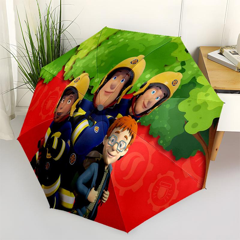 

Fireman Fire trucks Themed Travel Umbrella-8 Ribs Automatic Opening and Closing, Portable Folding Design, Compact and Stylish Umbrella Suita