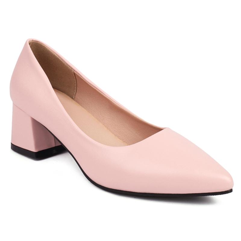 

Червоні Жіночі Туфлі-Човники на Низькому Каблуці 2025 Модні Чорні Білі Рожеві Короткокаблучні Туфлі для Вечірки Весілля Офісу Жіночі Великого Розміру 45 37 рожевий