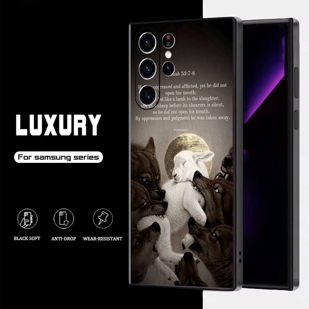 

Christian Lamb Phone Case For Samsung S25,S24,S23,S22,S21,S20,S10,Ultra,Plus,Lite,FE,Soft Silicone Black Cover Samsung S22ULTRA5G