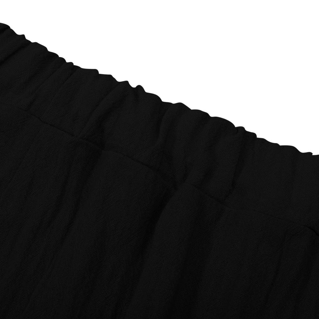 Damen Sommer Lässig Elastischer Bund Weites Bein Schlagende Caprihosen Strand Lockerer Schnitt Leicht Atmungsaktiv