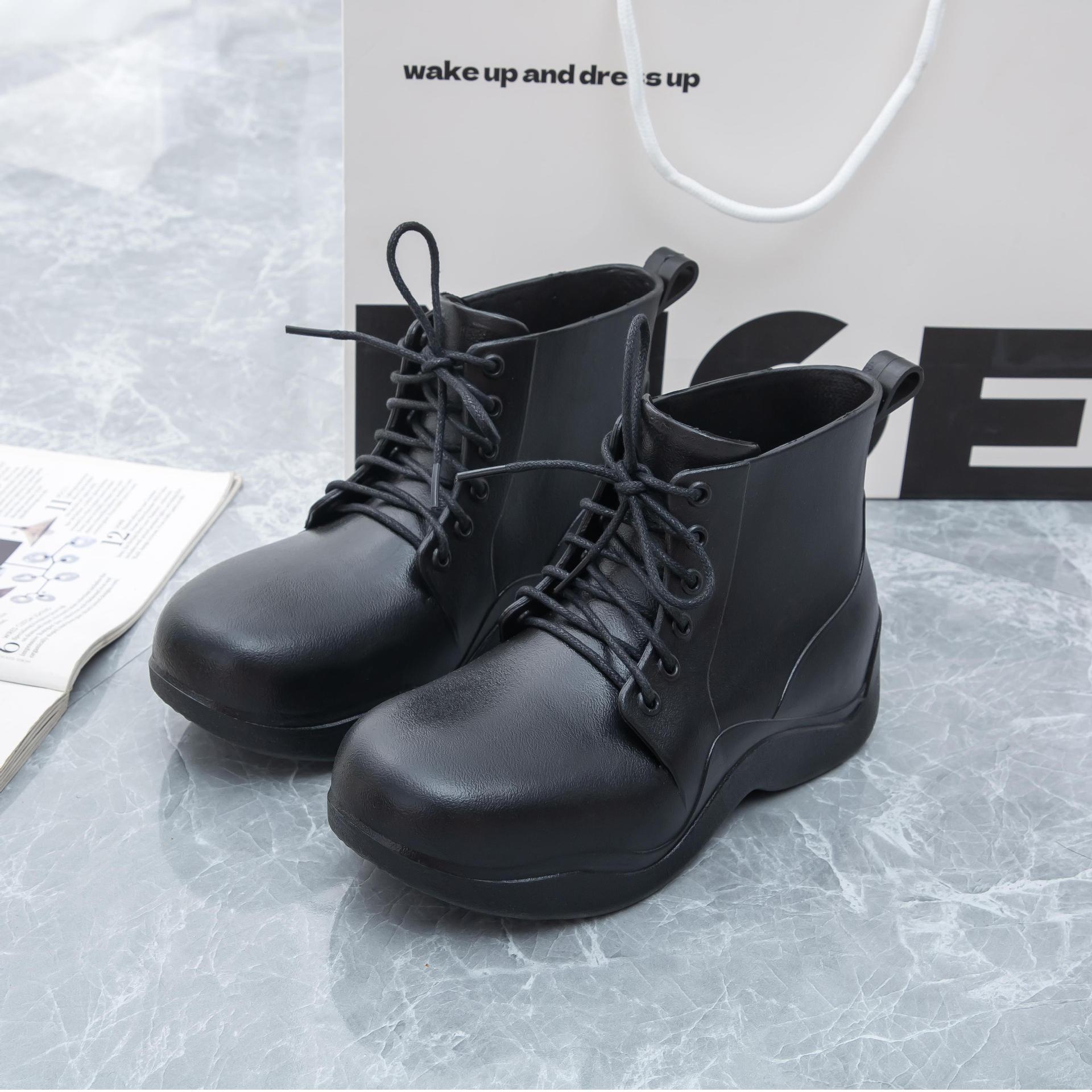 Yuzhihao Fashion Women s Thick-Soled Rain Boots with Ankle Strap and Round Toe 38-39