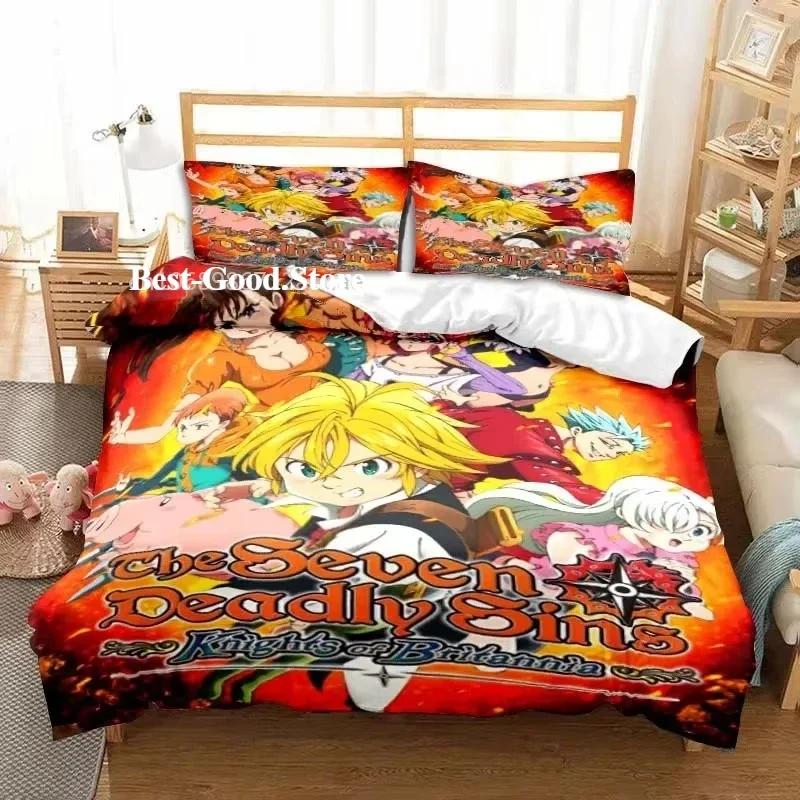Nouvel Anime Les Sept Péchés Capitaux Al Saison Ensemble Lit Jumeau Ensemble de Linge de Lit Imprimé Avec Taie d'Oreiller Lit Doux Housse de Couette Douce Simple Double