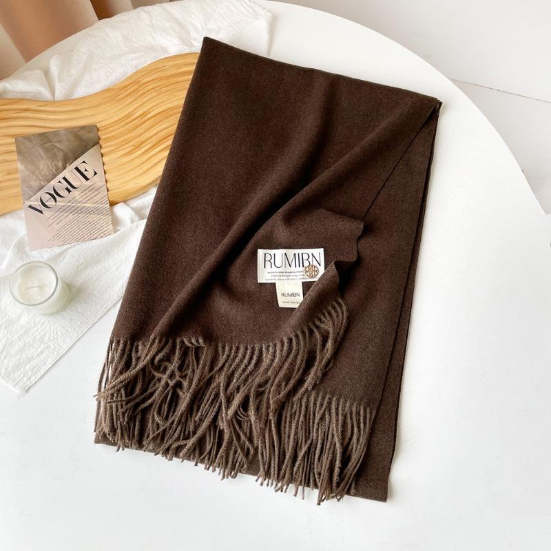 Solid color imitation cashmere scarf women's metal standard shawl women's high-grade relaxation camel-colored warm scarf