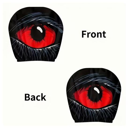 2 Pcs Red Demon Eye Headrest Covers Car Pillow Cases Washable Breathable Decor