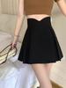 Summer 2024 Women's Black High-Waist Pleated Midi Skirt - Slimming Casual A-Line Bodycon