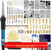 Kit de Pirografia com 107 Peças com Ferramentas de Escultura, Relevo e Soldagem, Modelos de Habilidade, Suporte e Bolsa Portátil