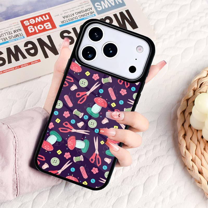 Sewing Machine Pattern Phone Case For IPhone 17 16e 15 14 13 12 11 Pro Max Air Mini Soft Protective Cover